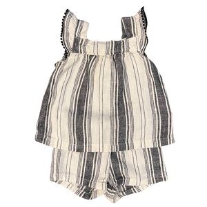 Carter’s Striped Sleeveless Top and Shorts Set Linen Blend Baby Size 12 Months
